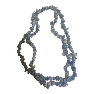 1990’s Vintage Bohemian Boho Blue Stone Single Strand Necklace, 15.5” Long